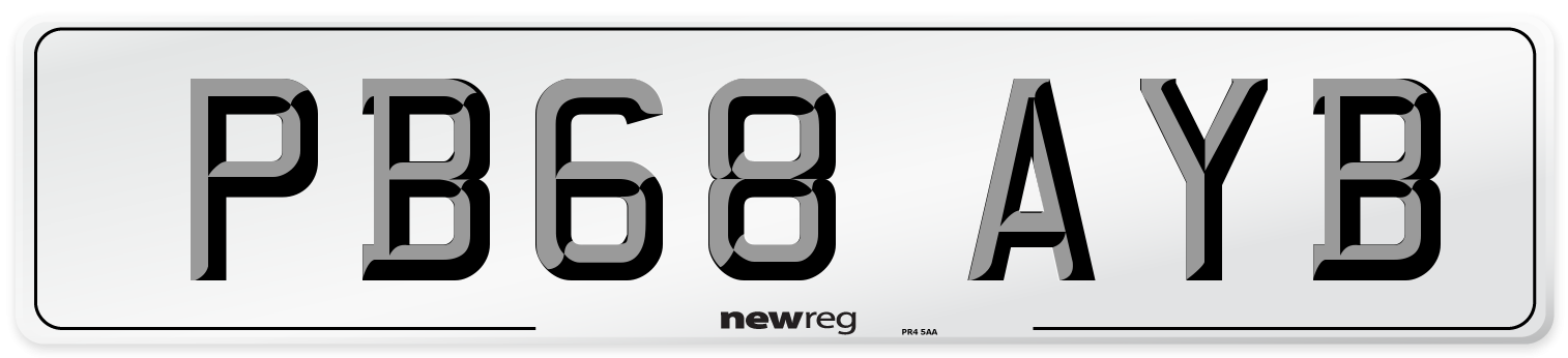 PB68 AYB Number Plate from New Reg